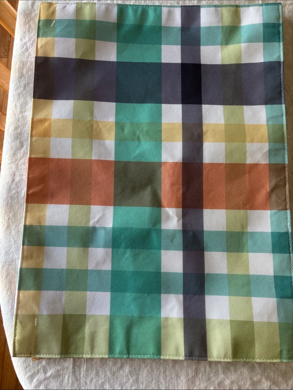 Fiesta Plaid Kitchen Placemat Set of Four in Teal, Orange & Yellow